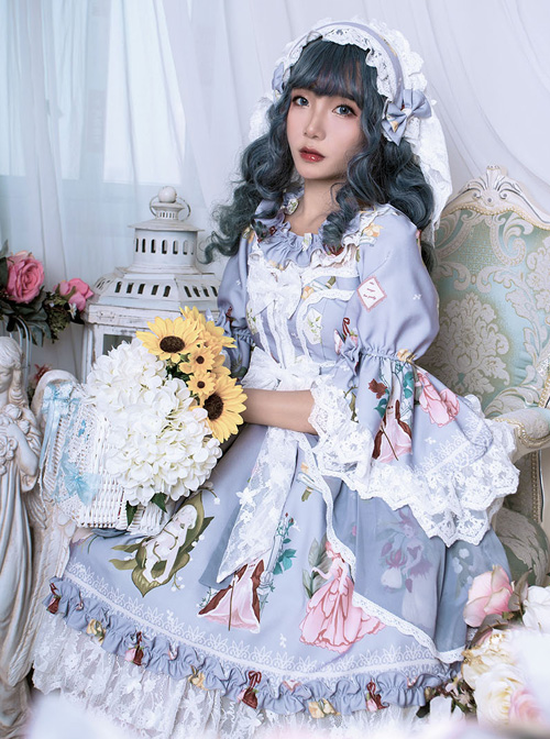 Magic Tea Party *Little Ada's Flowers* Series Retro Sweet Lolita Half Sleeve Dress