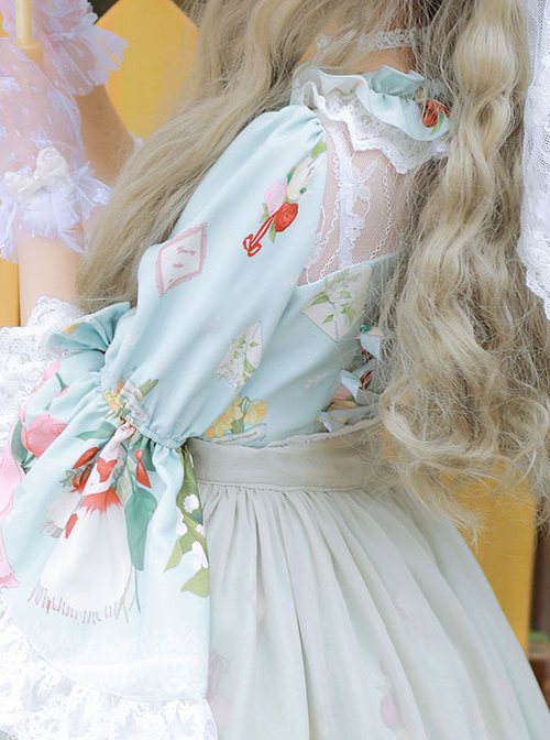 Magic Tea Party *Little Ada's Flowers* Series Retro Sweet Lolita Half Sleeve Dress