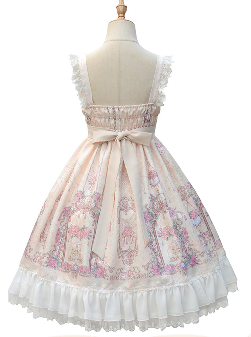 Full-blown Flowers Series Bowknot Chiffon Sweet Lolita Sling Dress