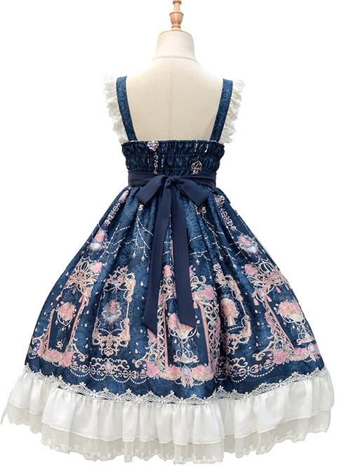 Full-blown Flowers Series Bowknot Chiffon Sweet Lolita Sling Dress