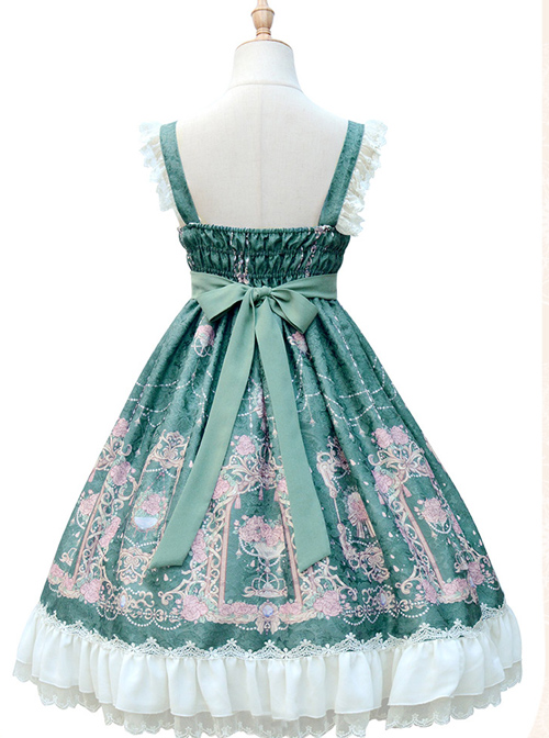 Full-blown Flowers Series Bowknot Chiffon Sweet Lolita Sling Dress