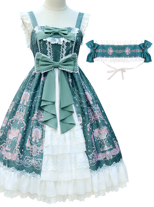 Full-blown Flowers Series Bowknot Chiffon Sweet Lolita Sling Dress