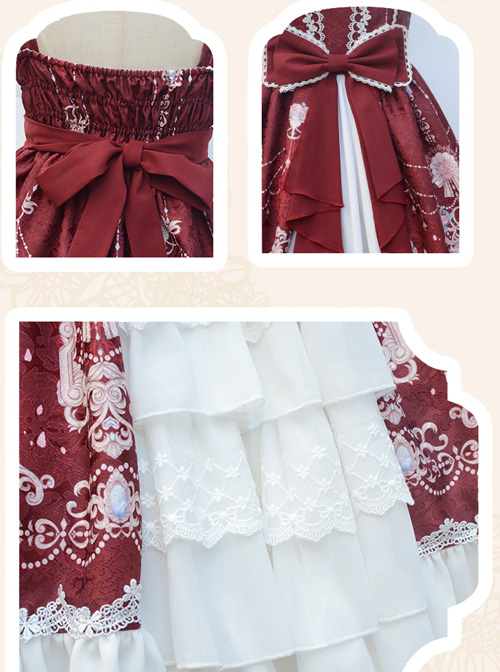 Full-blown Flowers Series Bowknot Chiffon Sweet Lolita Sling Dress