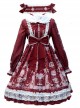 Full-blown Flowers Series Bowknot Ruffle Chiffon Sweet Lolita Long Sleeve Dress