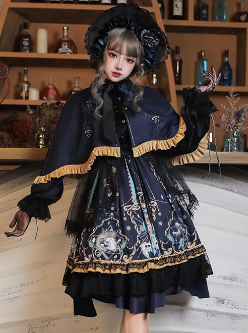 Divine Salvation Series OP Printing Retro Gothic Lolita Long Sleeve Dress Set