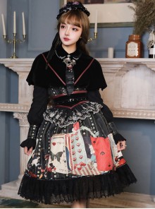 Playing Card Maze Series Retro Punk Lolita Long Sleeve Dress Set