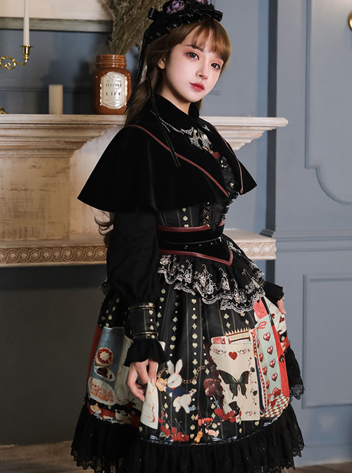 Playing Card Maze Series Retro Punk Lolita Long Sleeve Dress Set