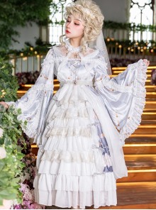 Cross Lily Series Gorgeous Tea Party Style Classic Lolita Long Sleeve Dress Full-set