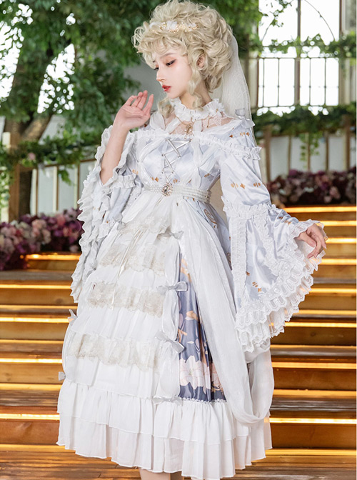 Cross Lily Series Gorgeous Tea Party Style Classic Lolita Long Sleeve Dress Full-set