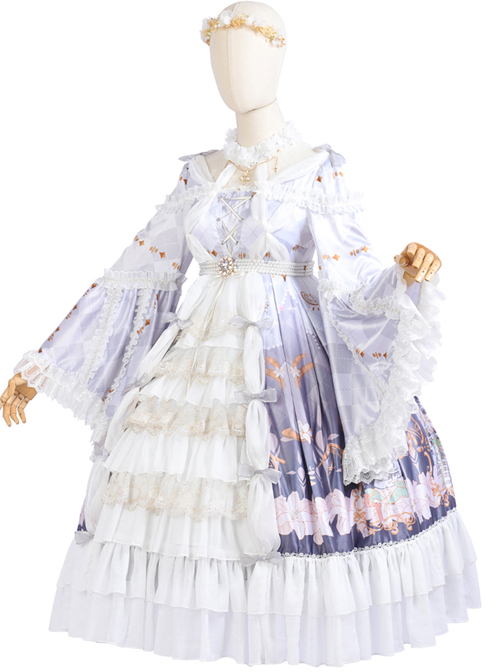 Cross Lily Series Gorgeous Tea Party Style Classic Lolita Long Sleeve Dress Full-set