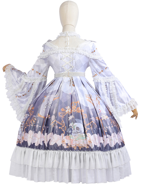 Cross Lily Series Gorgeous Tea Party Style Classic Lolita Long Sleeve Dress Full-set