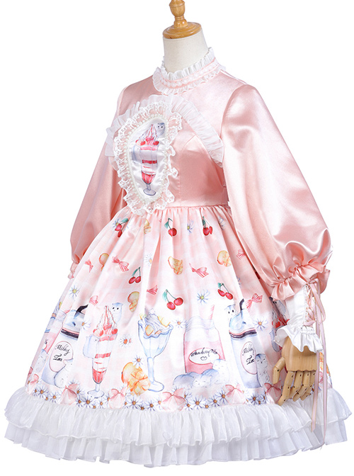 Hamster Cup Series OP Pink Sweet Lolita Long Sleeve Dress And Cloak Set