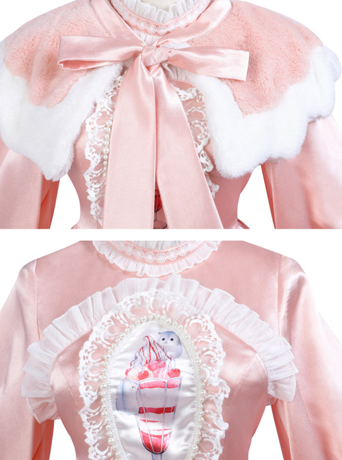 Hamster Cup Series OP Pink Sweet Lolita Long Sleeve Dress And Cloak Set