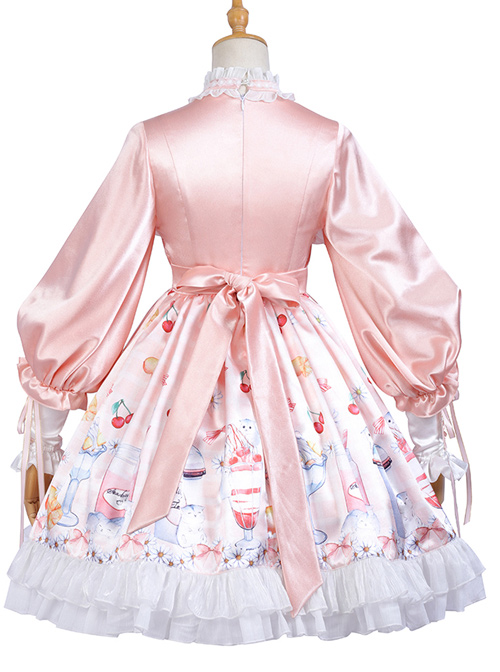 Hamster Cup Series OP Pink Sweet Lolita Long Sleeve Dress And Cloak Set