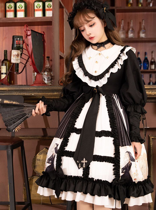 Dark Gold Hymn Series OP Gothic Lolita Long Sleeve Dress