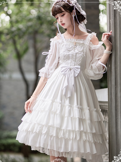 Venus Kiss Series White Elegant Classic Lolita Sling Dress