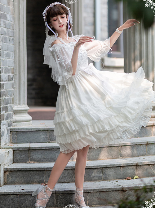 Venus Kiss Series White Elegant Classic Lolita Sling Dress