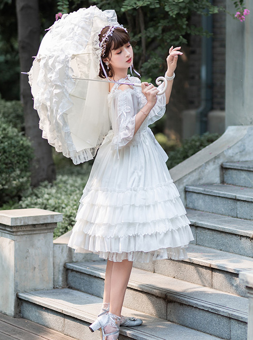 Venus Kiss Series White Elegant Classic Lolita Sling Dress