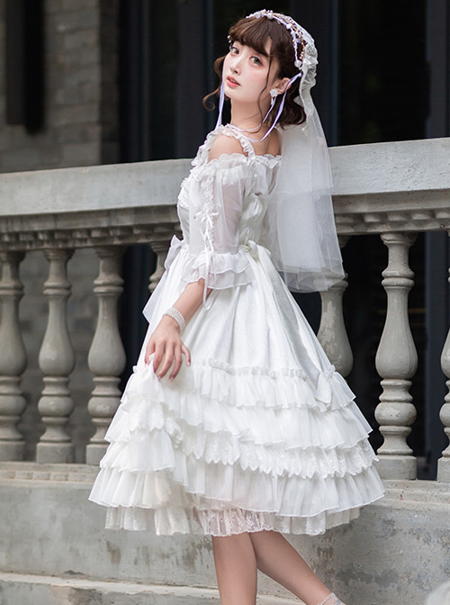 Venus Kiss Series White Elegant Classic Lolita Sling Dress