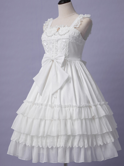 Venus Kiss Series White Elegant Classic Lolita Sling Dress