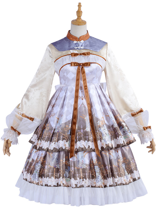 Cross Lily Series Chinese Style Classic Lolita Long Sleeve Dress