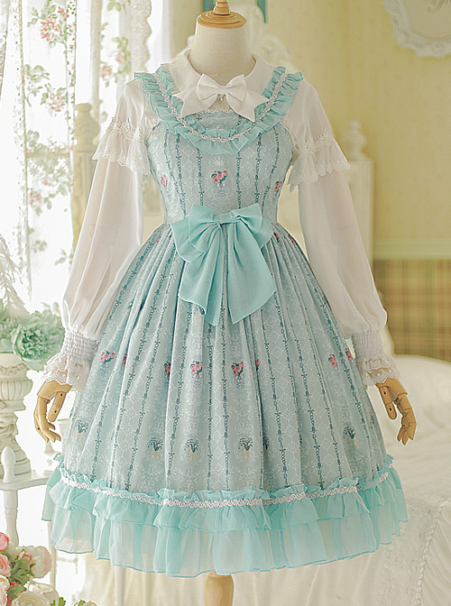 Flower Wall Series Chiffon Ruffle Sweet Lolita Sling Dress