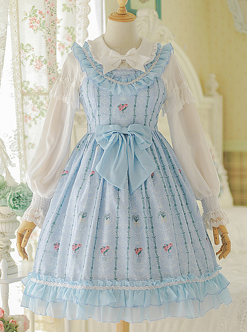 Flower Wall Series Chiffon Ruffle Sweet Lolita Sling Dress