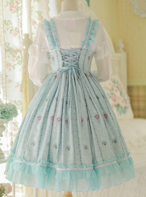 Flower Wall Series Chiffon Ruffle Sweet Lolita Sling Dress