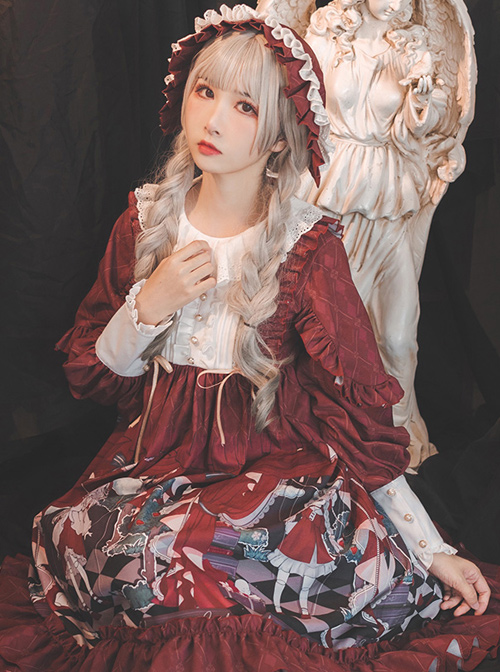 Little Red Riding Hood Theatre Series Printing Sweet Lolita Long Sleeve Dress
