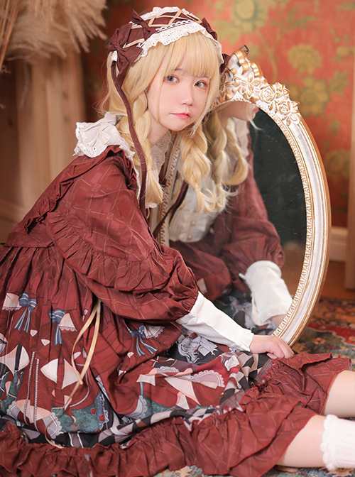 Little Red Riding Hood Theatre Series Printing Sweet Lolita Long Sleeve Dress