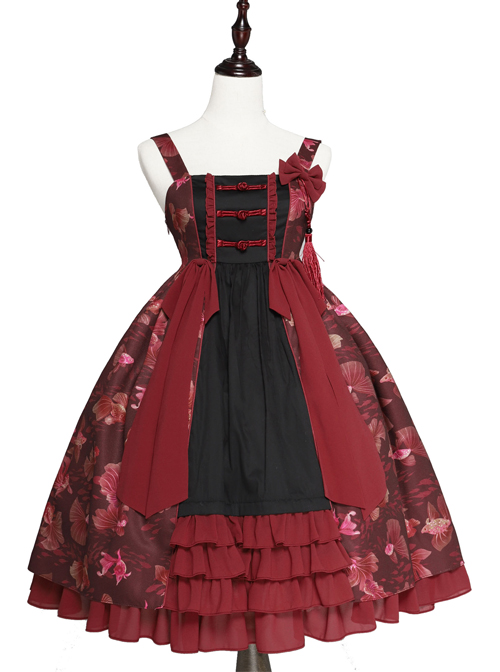 Magic Tea Party Swimming Fish Play Dream Series JSK Chinese Style Classic Lolita Sling Dress