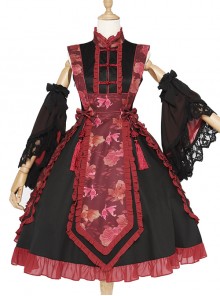 Magic Tea Party Swimming Fish Play Dream Series OP Chinese Style Classic Lolita Stand Collar Dress