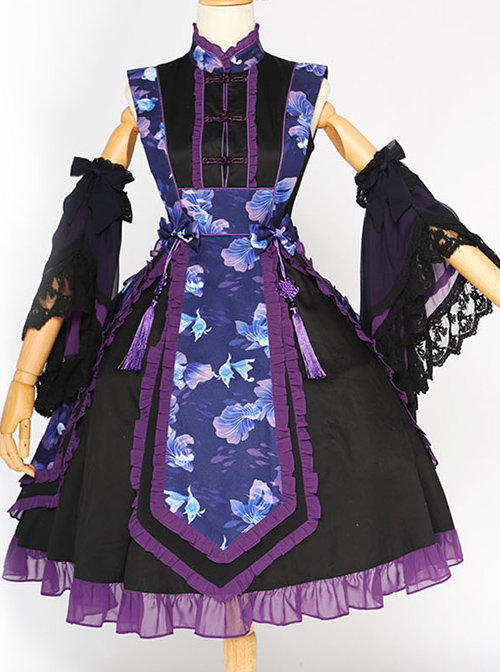 Magic Tea Party Swimming Fish Play Dream Series OP Chinese Style Classic Lolita Stand Collar Dress