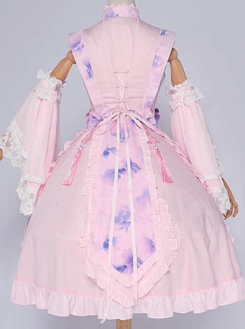 Magic Tea Party Swimming Fish Play Dream Series OP Chinese Style Classic Lolita Stand Collar Dress