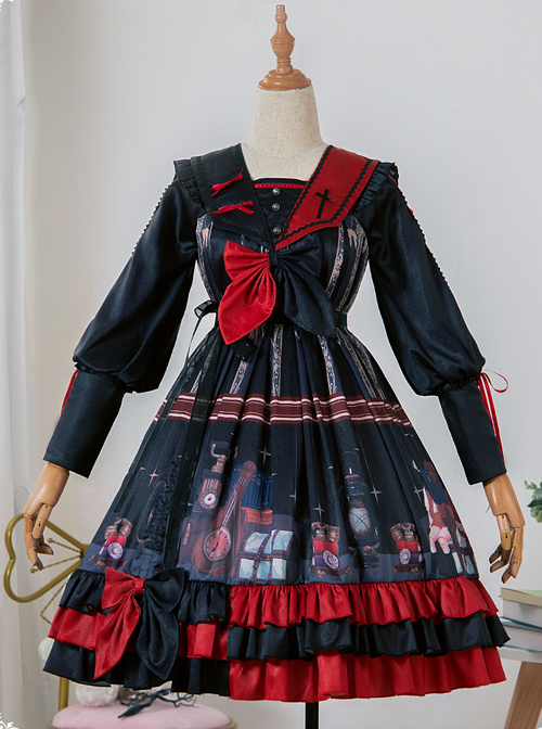 Marionette Series OP High Waist Gothic Lolita Long Sleeve Dress