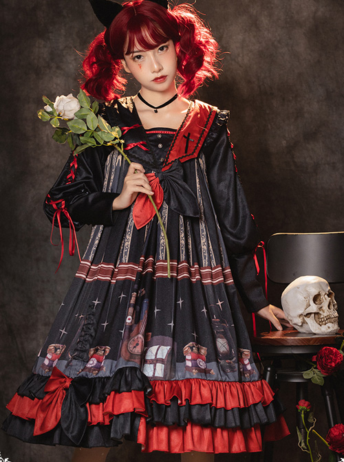 Marionette Series OP High Waist Gothic Lolita Long Sleeve Dress