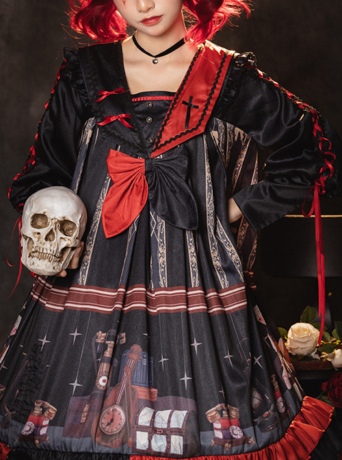 Marionette Series OP High Waist Gothic Lolita Long Sleeve Dress
