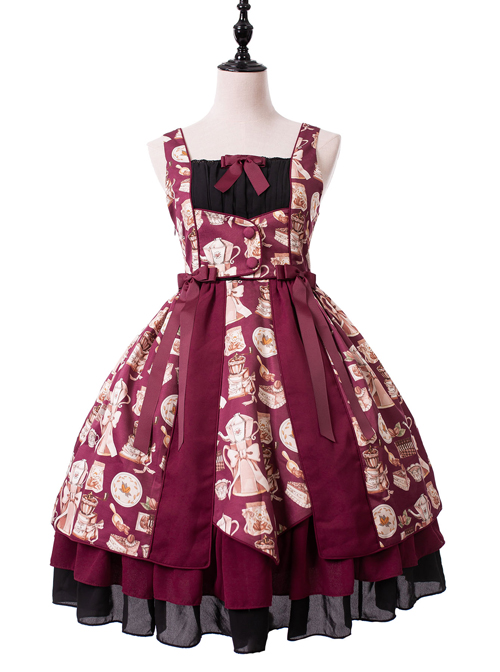 Magic Tea Party Roasted Coffee Series JSK Classic Lolita Sling Dress