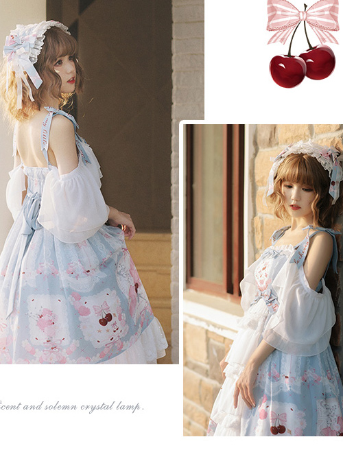 Cherry Town Series JSK Cherry Printing Sweet Lolita Sling Dress