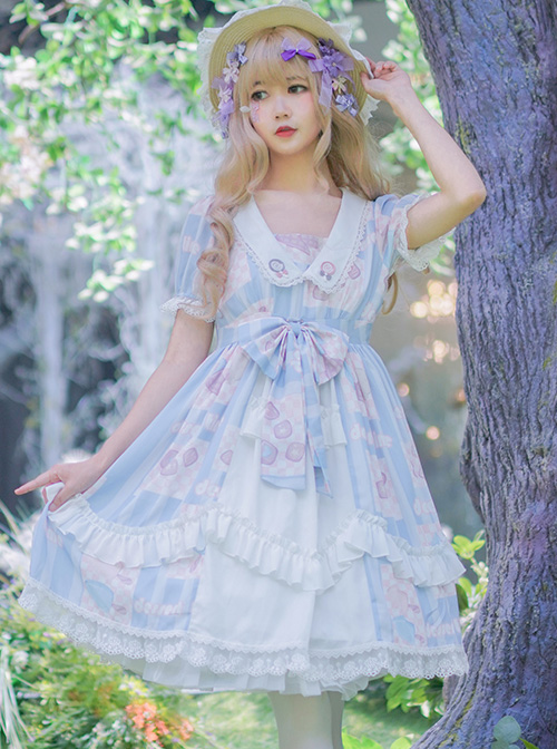 Summer Frost Wind Series OP Sweet Lolita Short Sleeve Dress