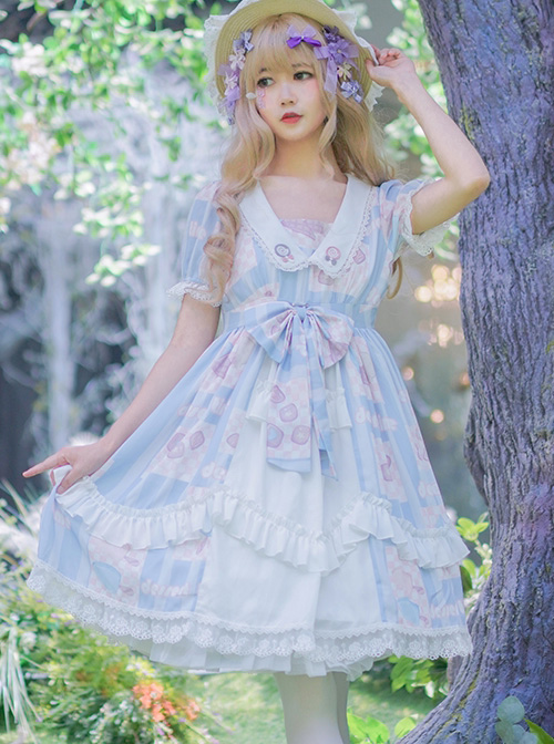 Summer Frost Wind Series OP Sweet Lolita Short Sleeve Dress