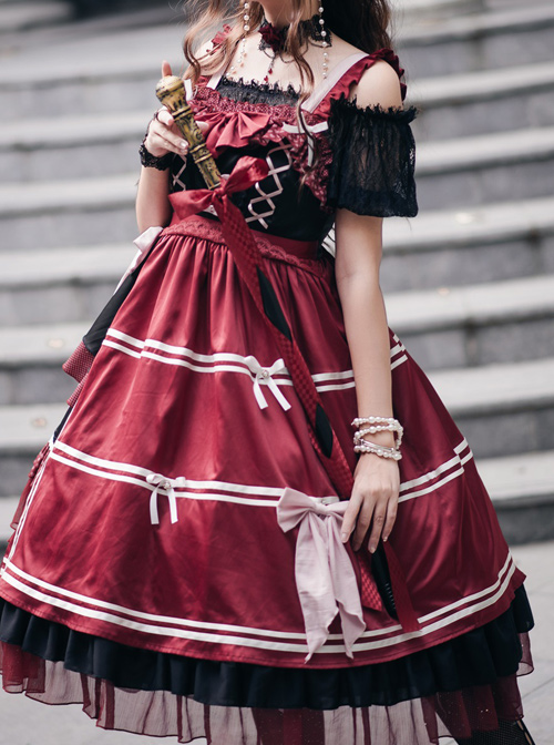 The Little Witch Poem Series Sweet Lolita Sling Dress And Shirt Set