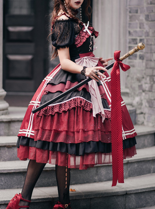 The Little Witch Poem Series Sweet Lolita Sling Dress And Shirt Set