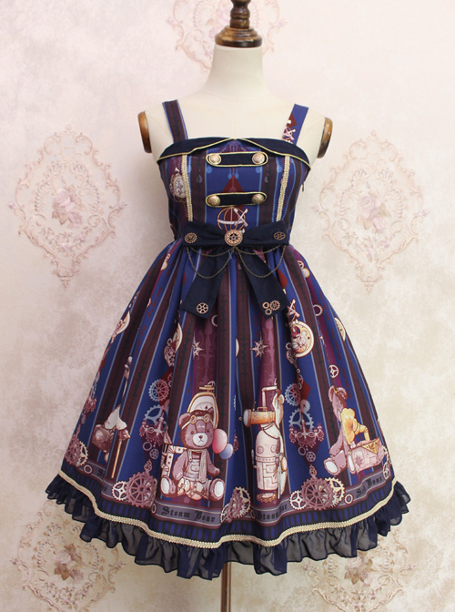 Steam Bear Series JSK Gear Bowknot Classic Lolita Sling Dress