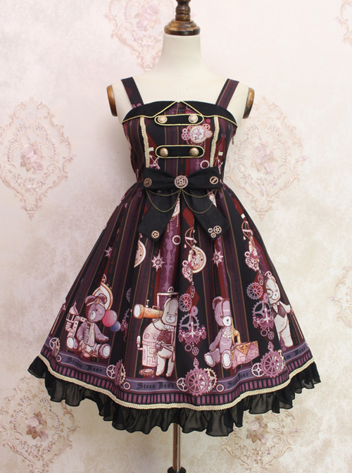 Steam Bear Series JSK Gear Bowknot Classic Lolita Sling Dress
