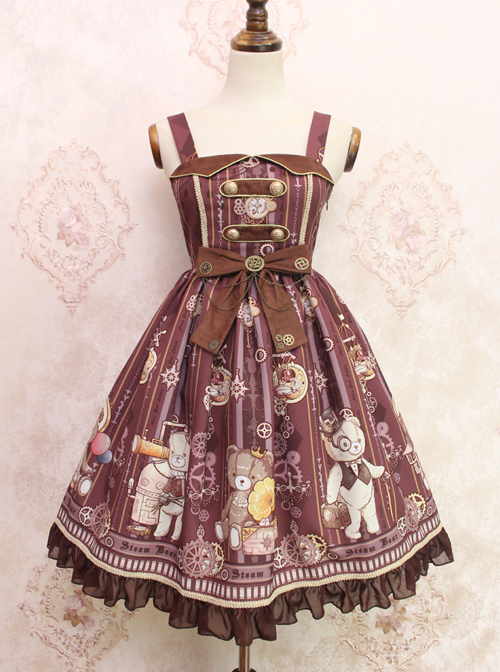 Steam Bear Series JSK Gear Bowknot Classic Lolita Sling Dress