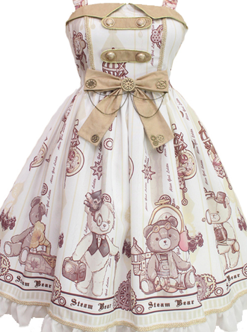 Steam Bear Series JSK Gear Bowknot Classic Lolita Sling Dress