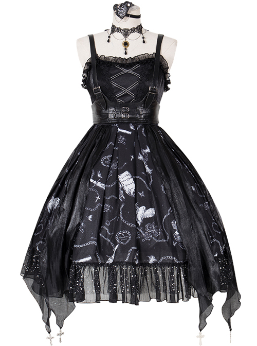 The Vampire Diaries Series JSK Darkness Gothic Lolita Sling Dress