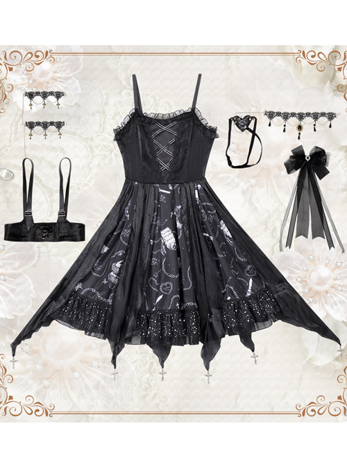 The Vampire Diaries Series JSK Darkness Gothic Lolita Sling Dress