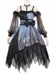 Decaying Forest Series JSK Blue Darkness Retro Gothic Lolita Sling Dress